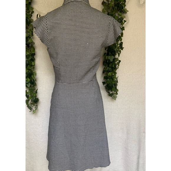 Rachel Zoe Black & White Shepherds check Flutter Sleeve Aline Dress Women's 6 - Picture 11 of 12